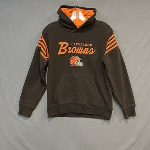 Cleveland Browns Hoodie Boys L Brown Hooded Sweatshirt Embroidered NFL On Field